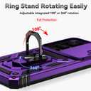 for Samsung Galaxy S24 Case with Camera Lens Cover HD Screen Protector, Dual Layer Military-Grade Drop Tested Magnetic Ring Holder Kickstand Protective Phone Case for Samsung Galaxy S24 (Purple)