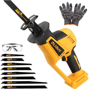 Reciprocating Saw for De-walt 20V Battery,Cordless Sawzall with 8 Blades,0-3000SPM Variable Speed, Cordless Reciprocating Saws for Wood/Metal/PVC Cutting(Battery Not Included) (Yellow)