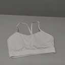 Women’s White Sports Bra, Light Support Strappy Yoga Bra, Seamless Workout Crop Top, Size M 