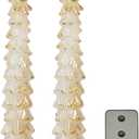 DN DECONATION LED Christmas Tree Candles Battery Operated with Remote, White and Gold Christmas Tree Shaped Flameless Taper Candles, Tall Candle Sticks for Xmas Table Decor Window Decorations 2PCS (Set of 2)