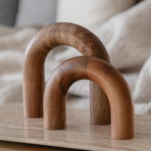 PEAKOLY Wood Arch Bookshelf Decor - Modern Shelf Decor Accents, Decorative Objects for Coffee Table, Entryway Table Sculptures, Minimalist Home Decorations for TV Console, Built in Shelves and Mantle