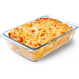 NUTRIUPS 2.4QT Deep Glass Baking Dish,(9.57inchesGlass Baking Pan,Rectangular Lasagna Pan,Glass Casserole Dish,Microwave & Oven Safe