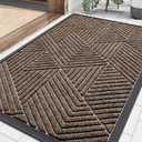 Smiry Front Door Mat Outside Entrance, Heavy Duty Sturdy Natural Rubber Doormat, Trap Dirt and Moisture, Easy Clean Low Profile Welcome Floor Mats for Indoor Outdoor Entry, 35X23 Inch, Brown