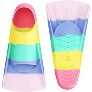 Gintenco Swim Fins, Kids Swim Training Fins for Lap Swimming, Travel Size Flippers with Mesh Bag, Silicone Swimming Fins for Kids Teens Adults Women Men