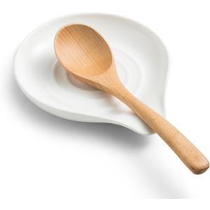 LAUCHUH Spoon Rest for Kitchen Countertop Porcelain Spoon Holder for Stove Top Large Holder for Spatula, Spoons or Tongs, Farmhouse Decor, Christmas, White