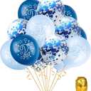 SHUNTAI Second Birthday Balloons Blue 2nd Happy Birthday Party Decorations Blue Latex Confetti Balloon for 2 Years Old Themes Birthday Party Supplies 15 Pack 12 inch