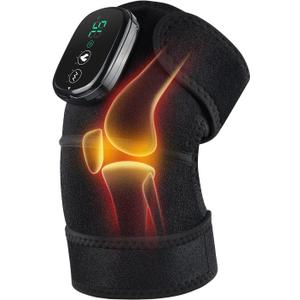 FSA Eligible Knee Massager with Heat and Vibration, Knee Heating Pad for Arthritis with Massage, Heated Knee Brace Wrap Black (1 pcs black)
