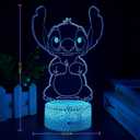 AGOODTO Stitch Night Light, 16-Color Night Light, 3D LED Lamp with Smart Remote Control, Bedroom Decoration, Christmas Holiday Gifts