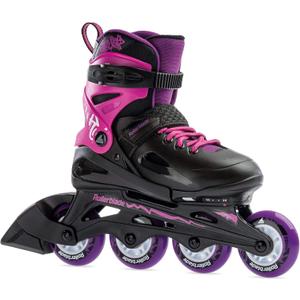 Rollerblade Fury Junior Adjustable Fitness Inline Skate (2-6, Black/Pink)