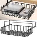 Under Desk Drawer, Slide Out Design,No Drill Metal Under Desk Cable Management, Under Table Storage Shelf Tray Basket Under Table Drawer Organizer for Office, Home, Workspace, Cabinet (Black)
