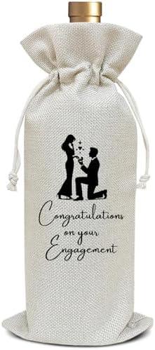 Zwsrplo Wedding Wine Bag Engagement Gifts for Couples, Gifts for Newly Engaged Couples Bridal Shower Wedding Gift for Bride Groom Engagement Party Decoration Supplies, Pack of 4