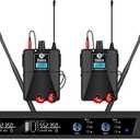 D Debra Audio PRO Mono ER-202 UHF Dual Channel Wireless in Ear Monitor System with Monitoring Type for Stage, Receiver for Studio, Guitar, Band Performance (2 Bodypack with Transmitter)