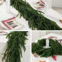 Christmas Norfolk Pine Garland, 2PCS 6Ft Real Touch Artificial Pine Greenery Christmas Garlands for Table Fireplace Wall Home Indoor Outdoor Decoration