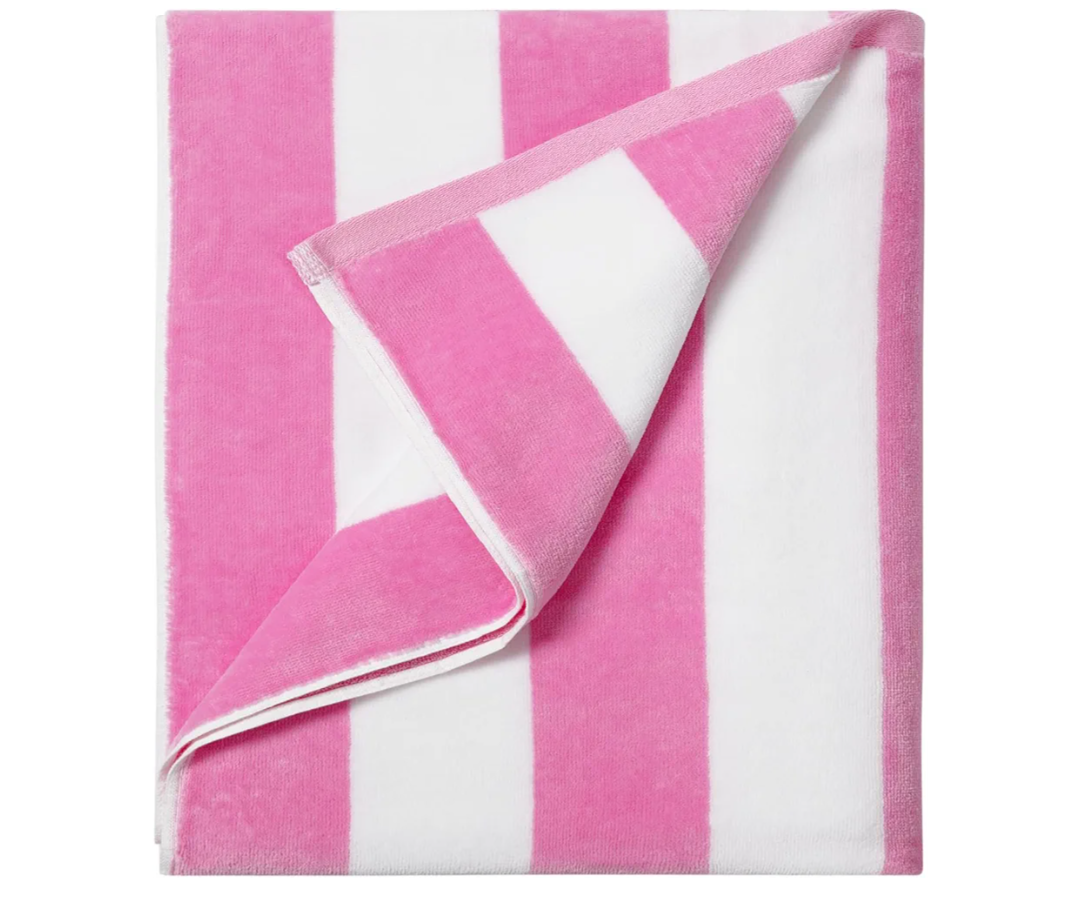 LULUHOME Large Oversized Beach Towel - Big Cotton 36 x 70 Inch Striped Pool Towel, Large Cabana Soft Swimming Towel for Adult Men Women,Pink