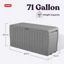 Keter Marvel Plus 71 Gallon Resin Outdoor Storage Box for Patio Furniture Cushions, Throw Pillows, Garden Tools and Pool Floats, Light Grey
