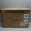 Stainless Steel Litter Box, 23.6" L x 15.7" W Drawer Type Semi-Enclosed Cat Litter Box with Sifting Pan, Scoop for Big Cat Easy Cleaning