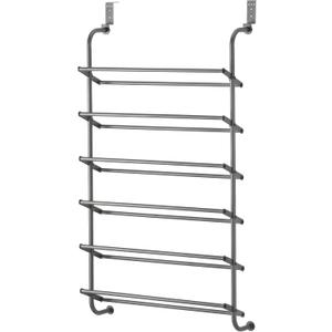 Whitmor 6905-6019 6 Shelf Over The Door Gunmetal Gray Shoe Rack, 7.5x22.625x41.80 (18 Pair)