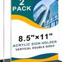 Acrylic Sign Holder 8.5x11 Vertical,Clear Double-Sided Stand Plastic Picture Frames Paper Holder Menu Table Display Stand Flyer Document Holder TableTop Sign Holder for Home, Store Office,2Pack
