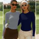 Oakgarden 4 Pack Women's Seamless Workout Shirts Long Sleeve Yoga Athletic Top Thumb Holes Raglan Crewneck Sports Running Tee (Large, Black, Bright Gray, White, Navy Blue)