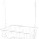 Amazon Basics Rectangular Laundry Hamper Basket Butler Cart with Wheels and Hanging Rack, Sturdy Metal, 71.1 inches Height, White