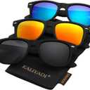 KALIYADI Polarized Sunglasses for Men and Women Matte Finish Sun glasses Color Mirror Lens UV Blocking (3 Pack)