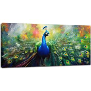 Peacock Wall Art Colorful Peacock Pictures Large Wall Decor Gift Canvas Painting Prints Modern Artwork Home Decorations Framed for Living Room Gallery Office Bedroom 30"x60"