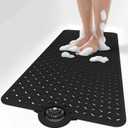 OTHWAY Bath Mat for Tub Non Slip: 39" X 17" Long Bathtub Mat with Hair CatcherBig Drain Holes Shower Mats for Inside ShowerMachine Washable (Black)