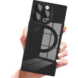 Designed for iPhone 14 Pro Case Compatible with Magsafe Cover Camera Lens Protector Military Grade Protection Shockproof Soft TPU Slim Magnetic Phone Case for iPhone 14 Pro Black