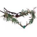 MOSTORY Moon Flower Fairy Crown - Renfaire Woodland Crown Floral Headband Forest Elf Headpiece Elven Circlet for Women Renaissance Accessory Renfaire Halloween Cosplay Photo Shoot (Gold Emerald)