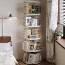 Rotating Bookshelf Tower,360° Rotating Bookshelf,66 inch High Small Space Revolving Bookcase, Suitable for Spinning Bookshelf Tower in Home and Office (White, 5 Tier, 16x16x66)