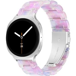 Resin Band for Samsung Galaxy Watch 8 Band 40mm 44mm/Galaxy Watch 8 Classic Band 46mm Women, Lightweight Replacement Bracelet Strap for Samsung Watch 8 Bands-Purple Pink