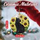 2 x Christmas Ornaments, Dodosky 2.8in Ceramic Black Cat Ornament, Xmas Decor, Christmas Tree Ornaments, Xmas Decorations for Tree, Holiday Ornament, Gift Ideas, Gifts for Cat Lovers, Gifts for Women