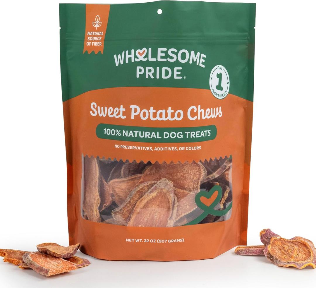 Wholesome Pride Sweet Potato Chews All-Natural Single Ingredient Dog Treats, 32 oz (EXP 02/27/26)