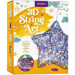 Dan&Darci 3D Light Up String Art Kit for Kids - Star Lantern Making Kits w/ 20 LEDs - Kid Gifts - Crafts Set for Girls and Boys Ages 8-12 - Gift for Age 8, 9, 10, 11, 12 Year Old Girl