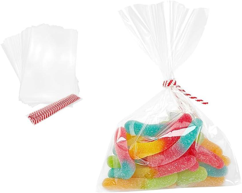 EKAPACKAGING Clear 4x6 Inches 100 Pcs Twist Ties Cellophane Bags Gift Bulk Christmas Treat Bag Party Favor Snack Food Packaging Kids Goodie Cello Wrapping For Cookie (Transparent)