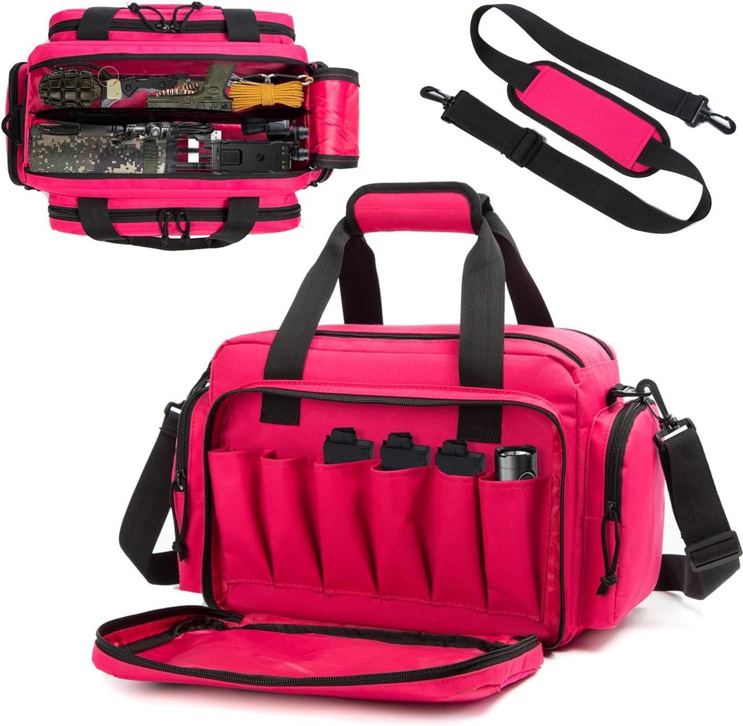 Range Bag - Tactical Gun Bag for Handguns, Pistols and Ammo. Padded Shooting Duffle Bag for Hunting, Sport