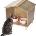 BALAPET Outdoor Cat Feeder & Shelter - Waterproof Cat House for Outdoor Feeding Station, Perfect for Feral Cats, Birds, Rabbits, Cats & Dogs