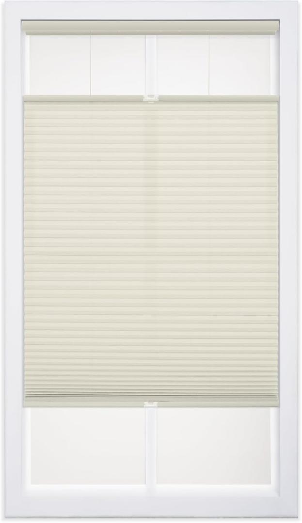 DEZ FURNISHINGS Cordless 1" Light Filtering Top Down Bottom Up Cellular Shade, 70"W x 64"H, Alabaster