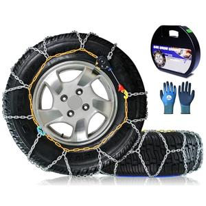Snow-Chains Auto Fixing 1 Min Quick Fit Easy Installation Tire-Chains, Portable Reusable Universal Emergency Tire Traction Chain for Passenger Car, Pickup Trucks and SUV - Set of 2 (HKN-90)