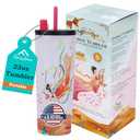 APSARAS 24oz Iced Coffee Cups with Lids and Straws,Water Bottle with Straw,Insulated Coffee Mug with Lid,Spill Proof Tumbler with Straw,Stainless Steel Water Bottles - Gifts for Women Her Mom Gifts, Set of 2