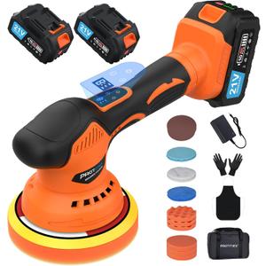Cordless Car Buffer Polisher, Car Polishing Kit with 21V 2 X 4.0Ah Batteries, Orbital Eccentric Buffers with 8 Variable Speed Up to 6000 RPM, 8IN Touchscreen Buffer for Car Detailing/Scratch Removing