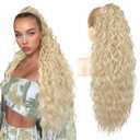 REECHO Ponytail Extension 30" Long Claw Clip Ponytail Extension Curly Wavy Pony Tails Hair Extensions Clip in Synthetic Hairpiece for Women, Medium Blonde