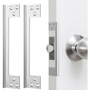 Blulu 2 Pcs Door Latch Guard Plate 7 Inch Outswing Angle Latch Protector Shield L Shaped Security Reinforcement Striker Plates to Block Access to Door Lock Deadbolt