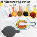 Measuring Cups and Spoons set 10 Pieces, Stackable Measuring Cup with Lid, Kitchen Cooking Baking Measuring Set for Liquid and Dry, BPA Free, Dishwasher Safe (Multicolor)