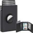 GAOCHALE AirTag Wallet [Top Grain Leather] Smart Pop Up Air Tag Wallet [Quick Access] RFID Blocking Minimalist Wallet for Men Up to 11+ Cards (AirTag Not included)(Black)