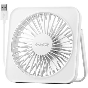 Gaiatop USB Desk Fan, 5 Inch Small Portable Table Desktop Fans with Strong Wind Ultra Quiet 3 Speeds and 180 Tilt Folding, Mini Personal Cooling Essentials For Office Home Bedroom Dorm Kitchen White