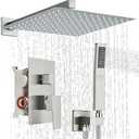Ackwave Shower Faucet Set Brushed Nickel Shower System with 12 Inches Rain Shower Head and Handheld Sprayer Wall Mounted Shower Fixture Set with Brass Shower Valve