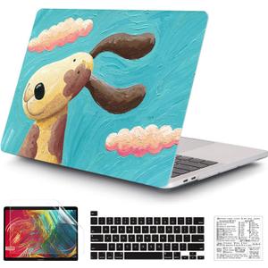 Compatible with MacBook Pro 13 Inch Case M2/M1 2025 2022-2017 A2338 A2289 A2251 A2159 A1989 A1706 A1708 Plastic Hard Shell Case&Keyboard Skin&Mac OS Keyboard Sticker (Oil Painting Dog)