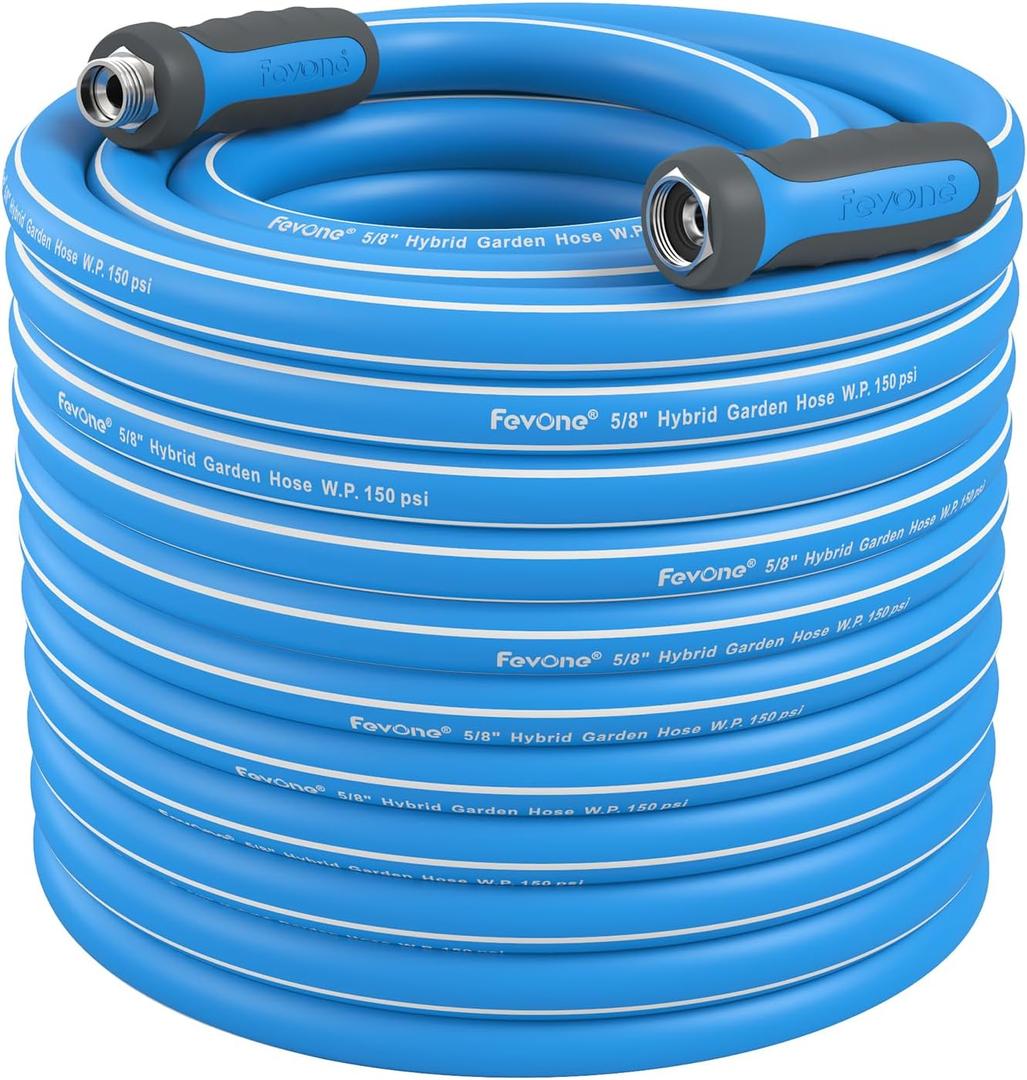 Fevone Non Kinking Garden Hose, Flexible Water Hose, Drinking Water Safe Hose, 5/8 Inner Diameter Hose, 3/4 Aluminum Fittings with Swivel Handles (105 ft)