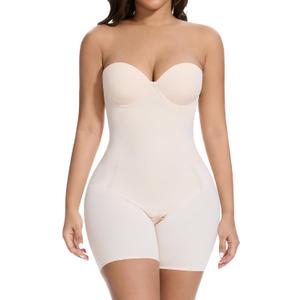 Slimers Strapless Shapewear Tummy Control: Strapless Body Shaper For Women With Built In Bra - Shapewear Bodysuit for Dress (Beige, M)